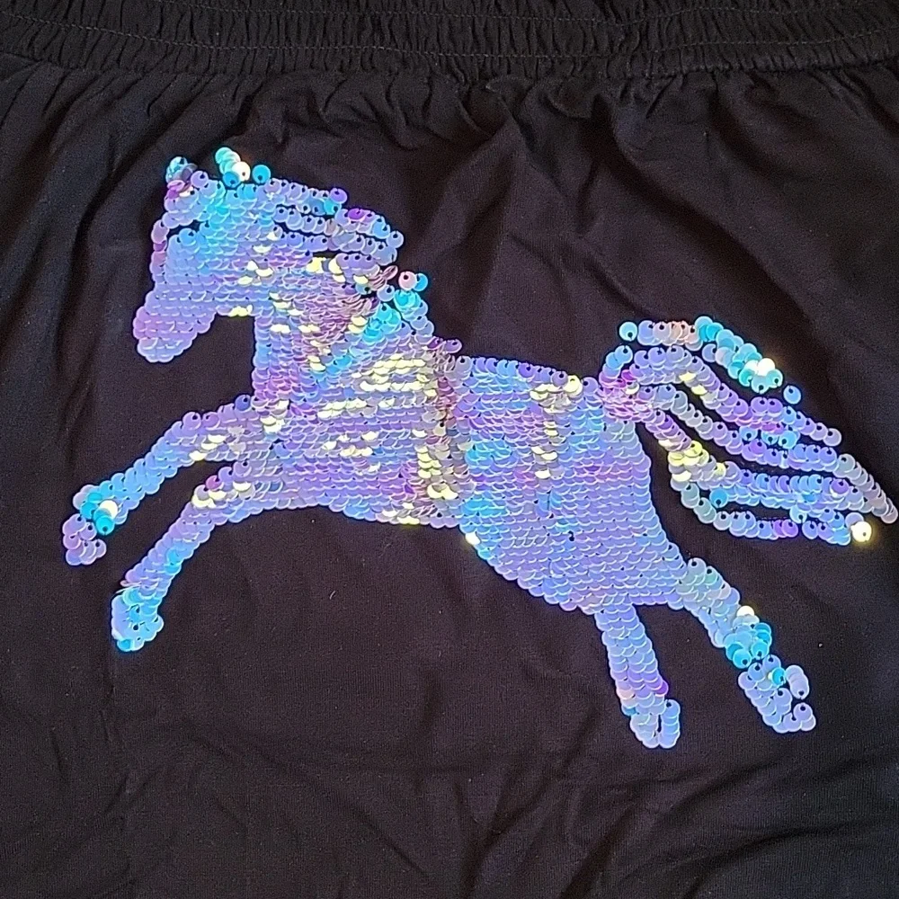 NWT rumi + ryder Girls Black Open Shoulder Black Unicorn Dress Size 8/10…